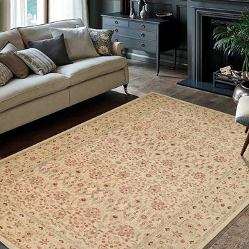 handmade Transitional Kafkaz Chobi Ziegler Tan Red Hand Knotted RECTANGLE 100% WOOL area rug 12 x 19